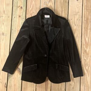 Vintage 1960s R&K Knits Velvet Blazer - Button Front - Shoulder Pads - Women's M